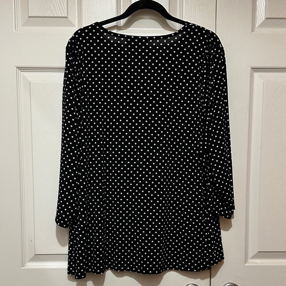 Lane Bryant Black and White Polka Dot Blouse - Picture 3 of 3